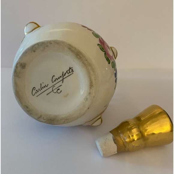 Carlin Comforts Pink Porcelain Vanity Perfume Decanter & Powder Dish - Picture 7 of 17